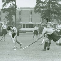 Field hockey on the Martha Barksdale Athletic Fields, circa 1975-1979
