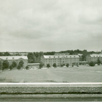 Looking across the Martha Barksdale Athletic Fields to dorms, undated