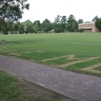 SAVE ME written on the Martha Barksdale Athletic Fields, September 3, 2004